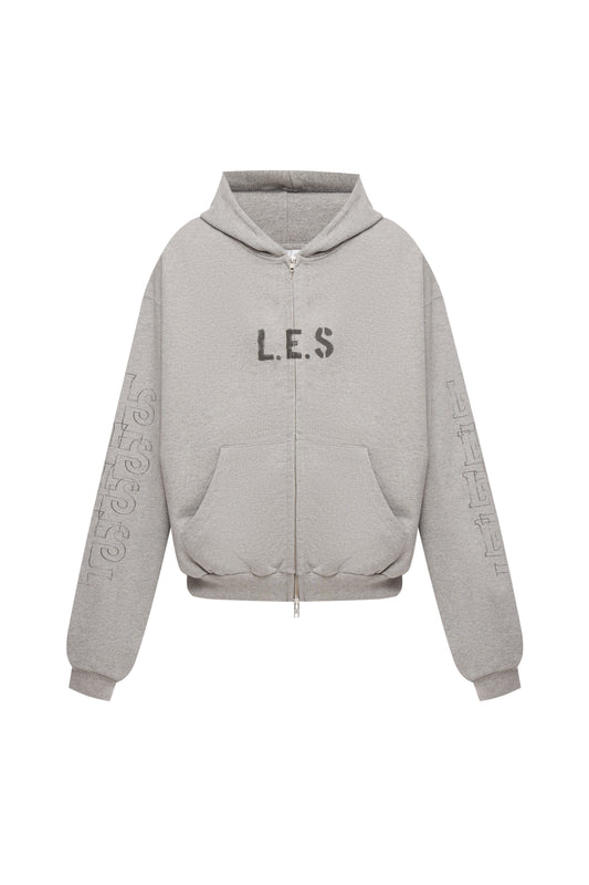 DARK GREY OVERSIZED ZIPPED HOODIE