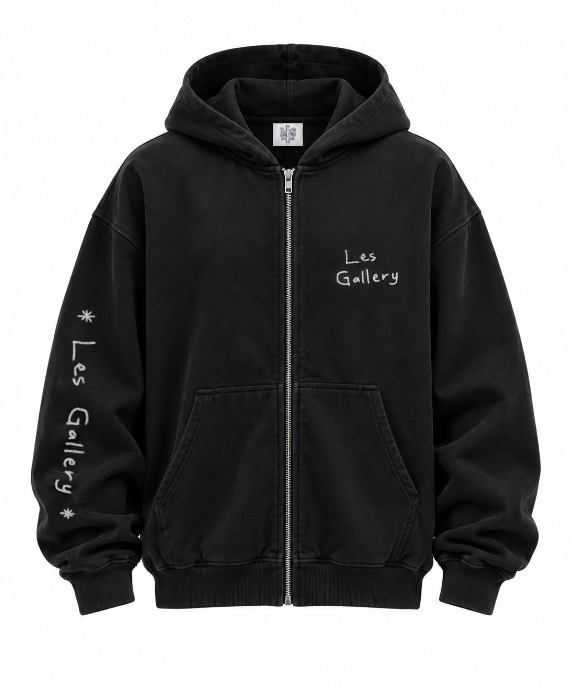 VINTAGE BLACK OVERSIZED ZIPPED HOODIE GALERRY