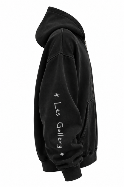 VINTAGE BLACK OVERSIZED ZIPPED HOODIE GALERRY