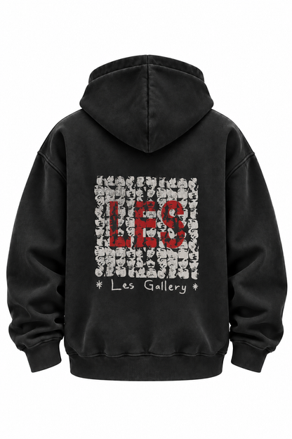 VINTAGE BLACK OVERSIZED ZIPPED HOODIE GALERRY