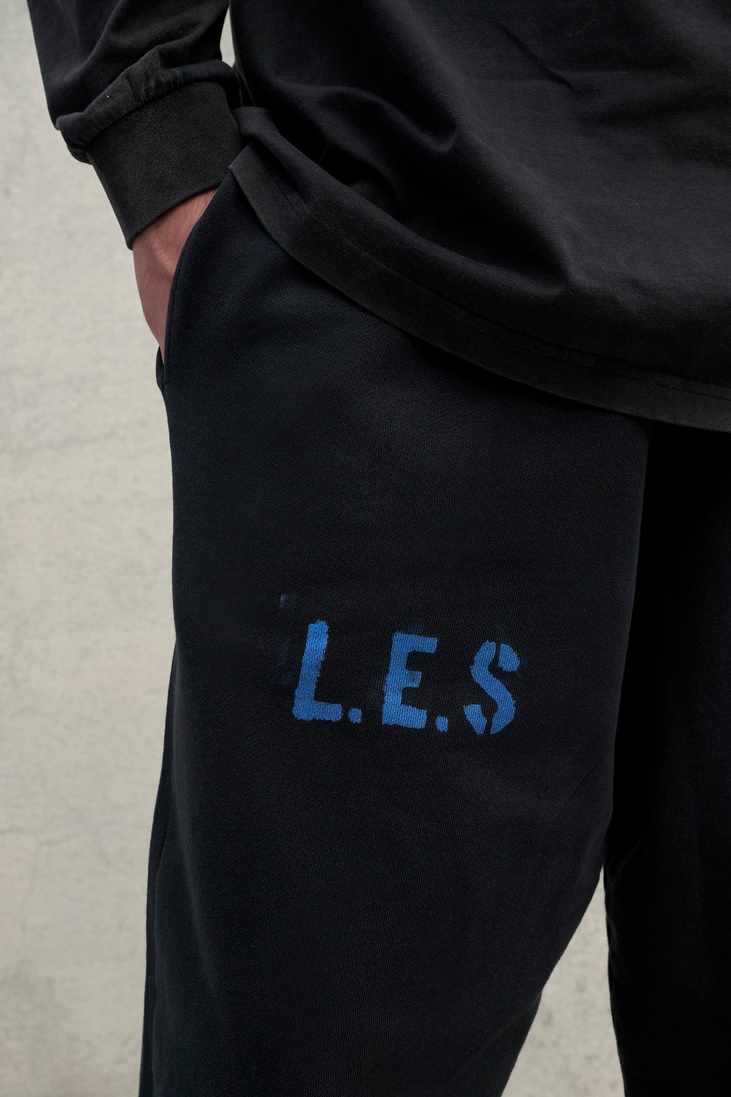 VINTAGE BLACK STRAIGHT-LEG SWEATPANTS BLUE PRINT