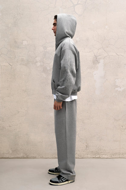 GREY OVERSIZED ZIPPED HOODIE