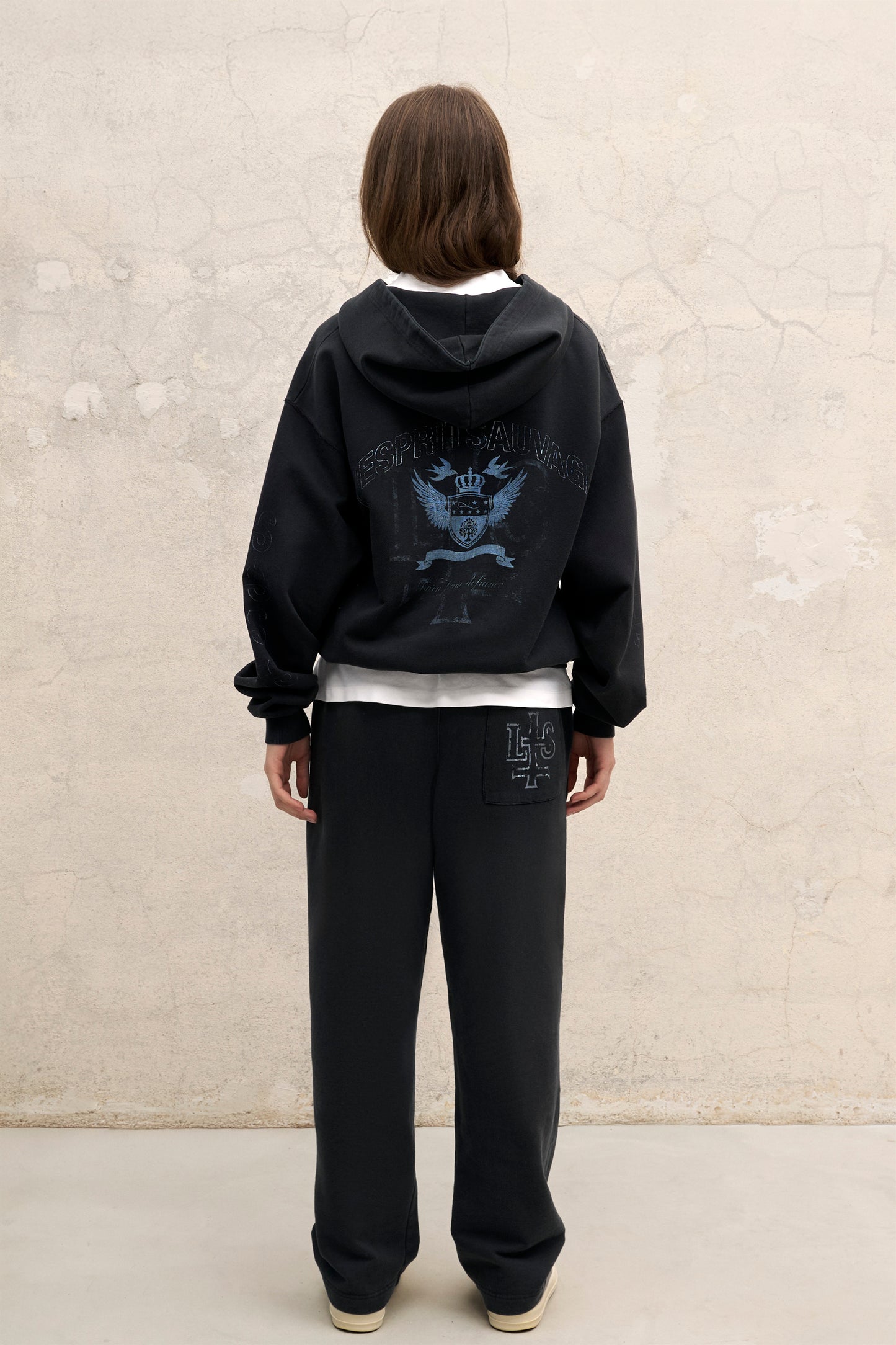VINTAGE BLACK OVERSIZED ZIPPED HOODIE