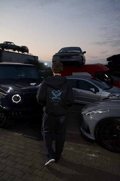 VINTAGE BLACK OVERSIZED ZIPPED HOODIE